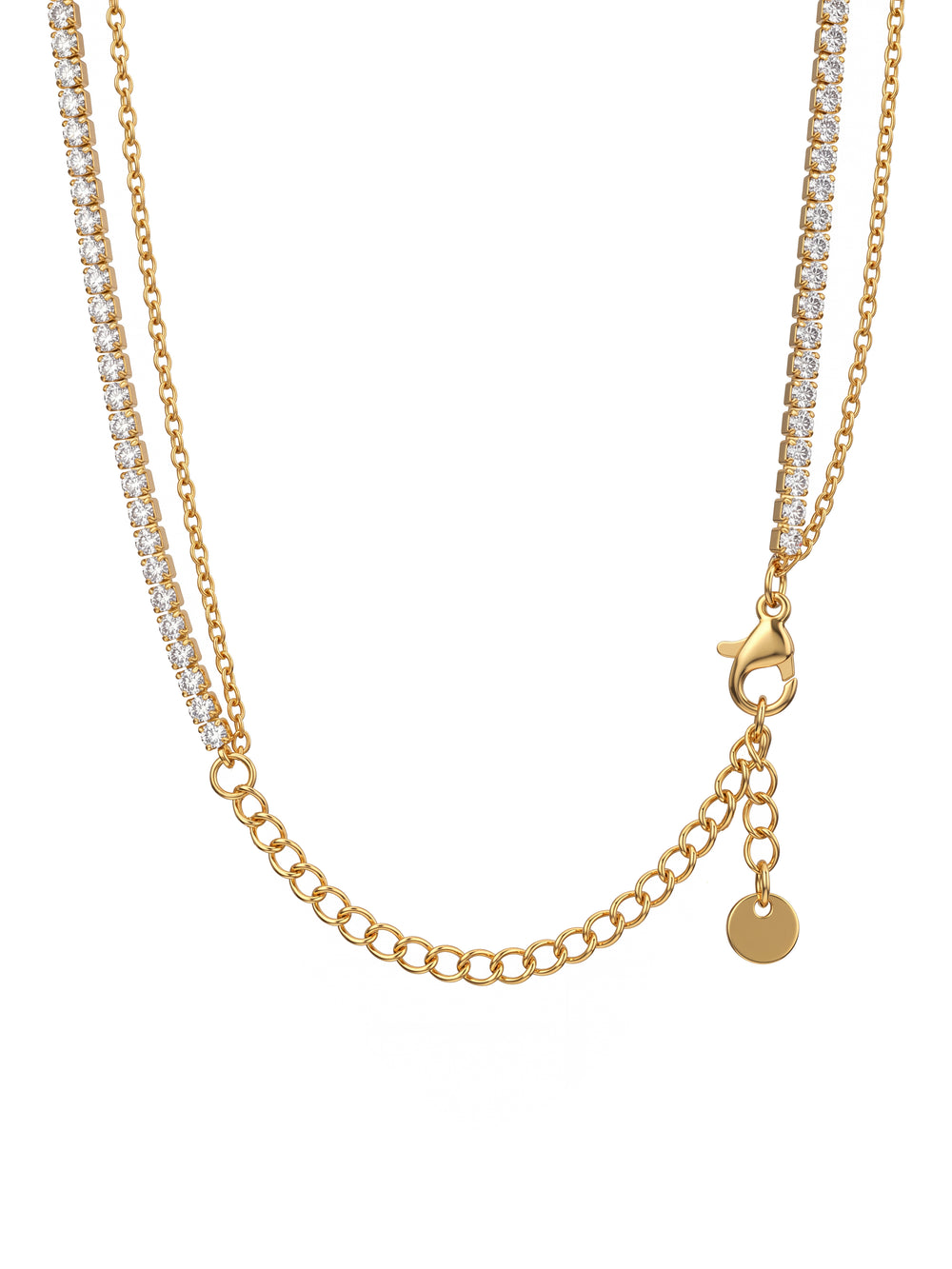 Collar Doble Zirconias Y Dije Flor
