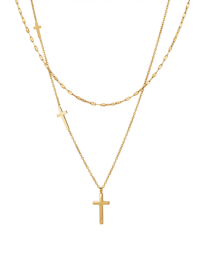 Collar Doble Con Cruces
