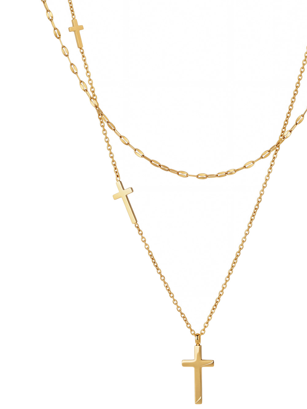 Collar Doble Con Cruces