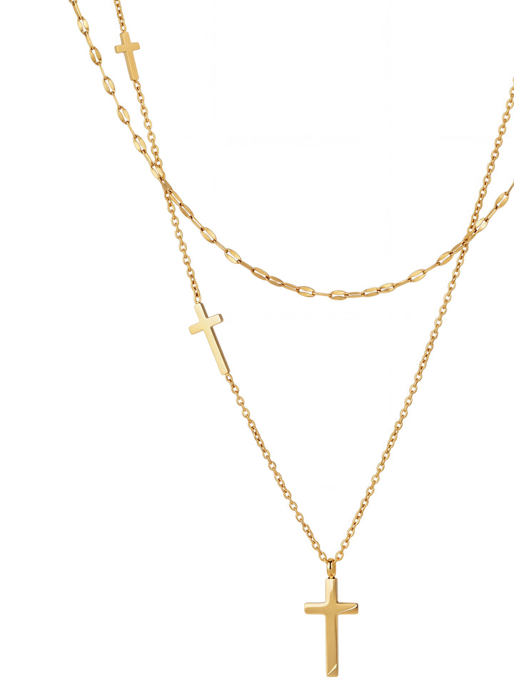 Collar Doble Con Cruces
