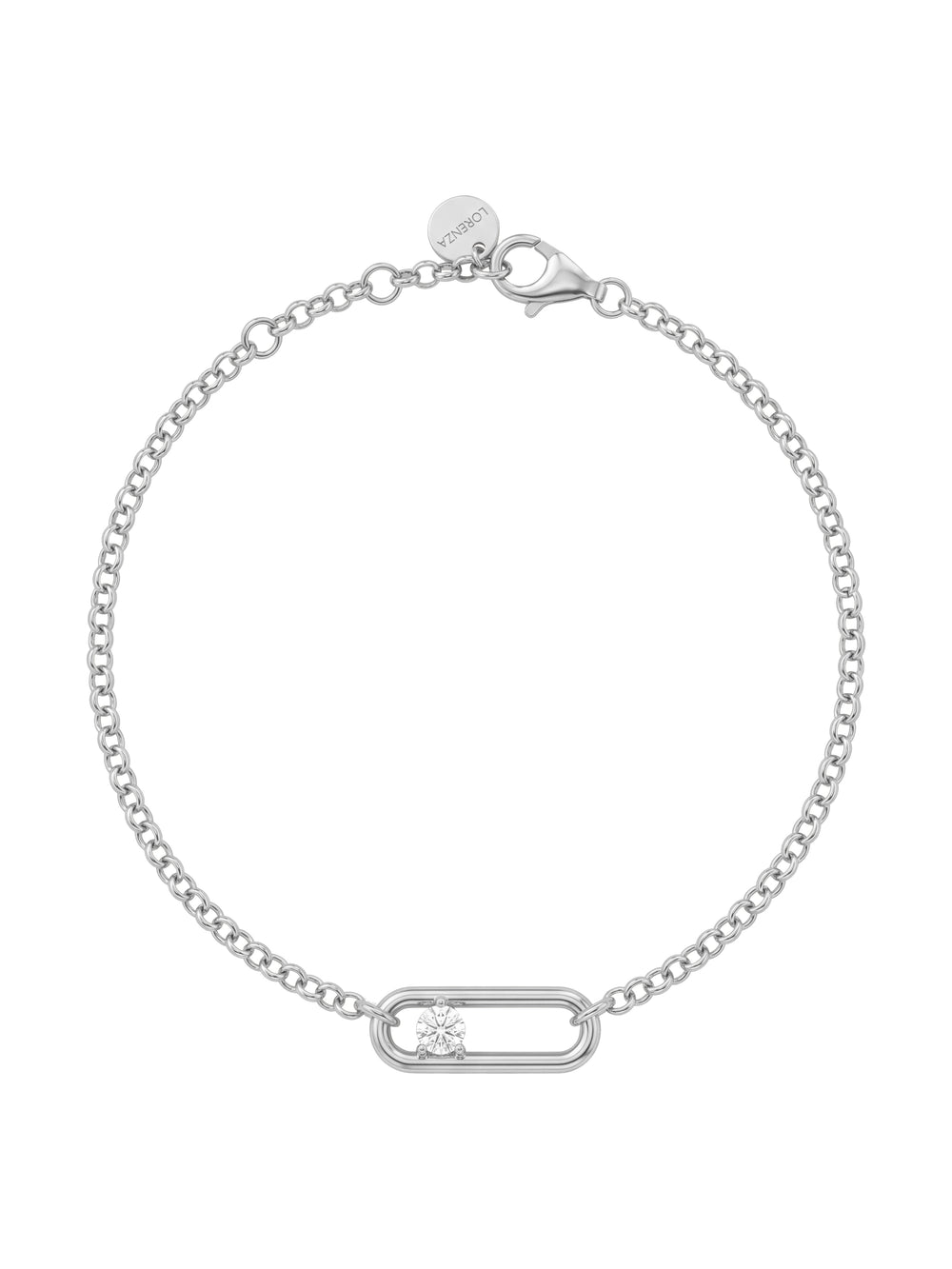 Pulsera Eslabones Dije Rectangular Con Zirconia