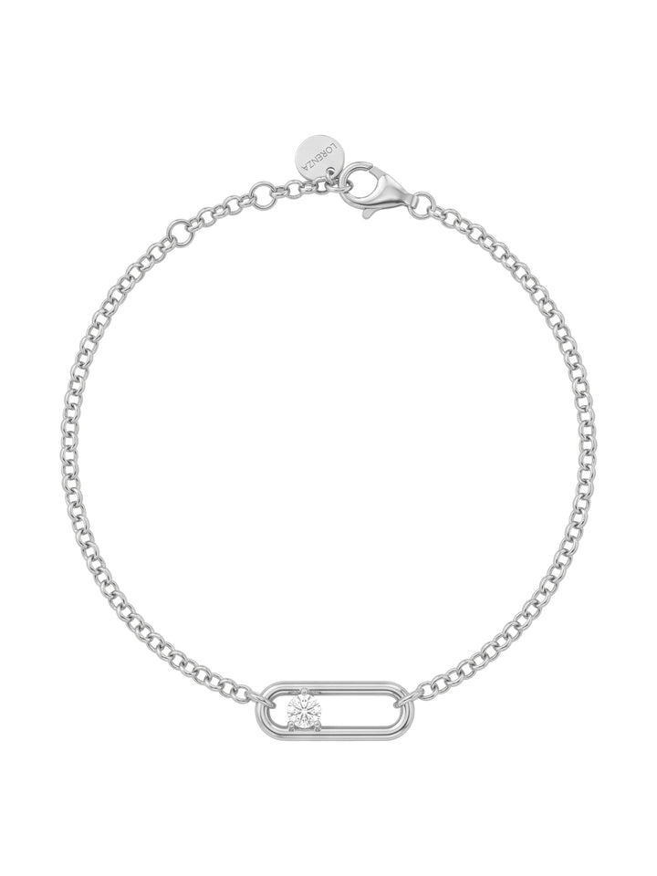 Pulsera Eslabones Dije Rectangular Con Zirconia