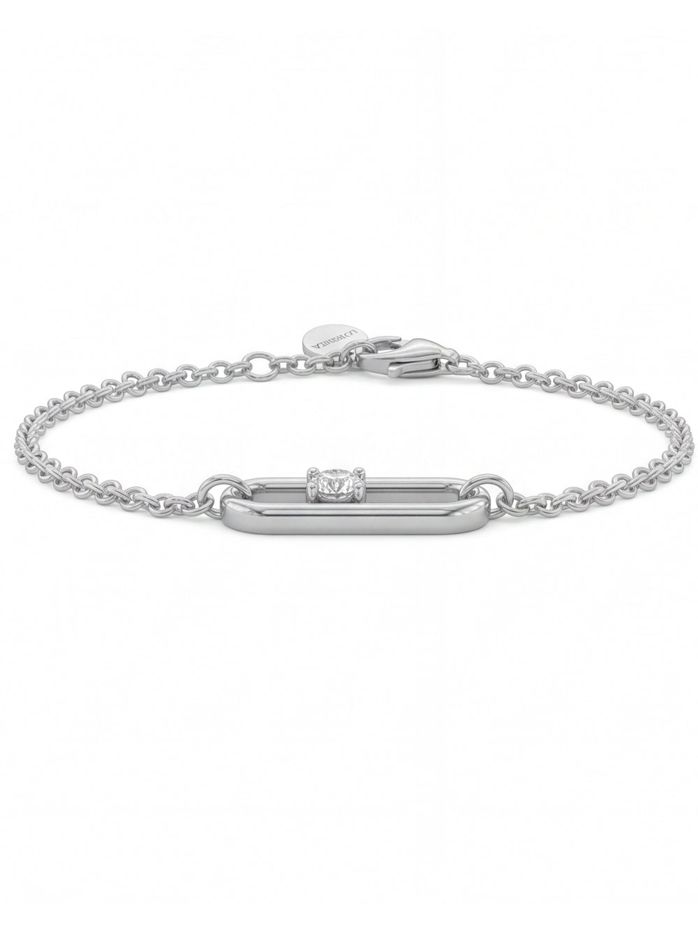 Pulsera Eslabones Dije Rectangular Con Zirconia