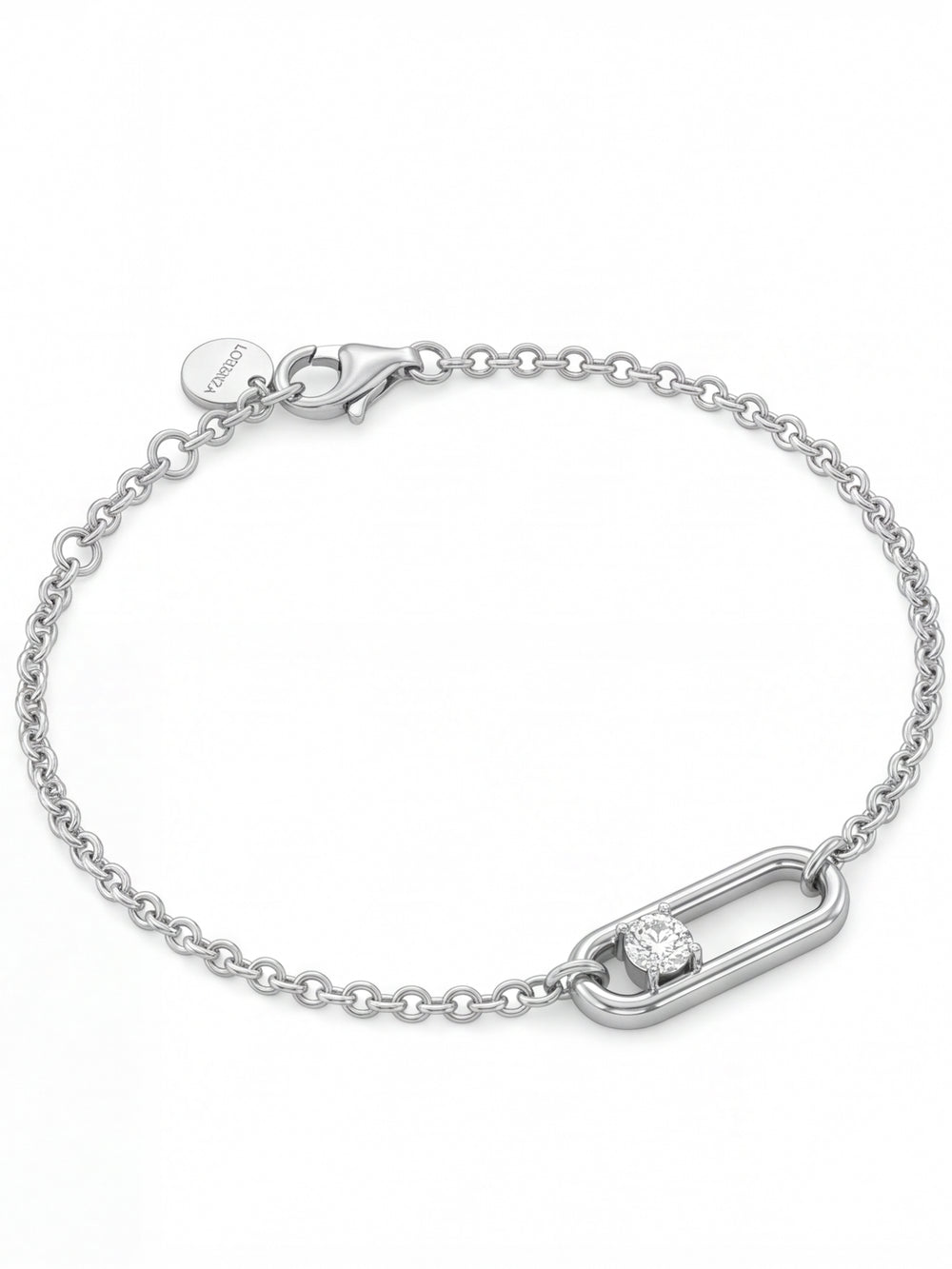 Pulsera Eslabones Dije Rectangular Con Zirconia