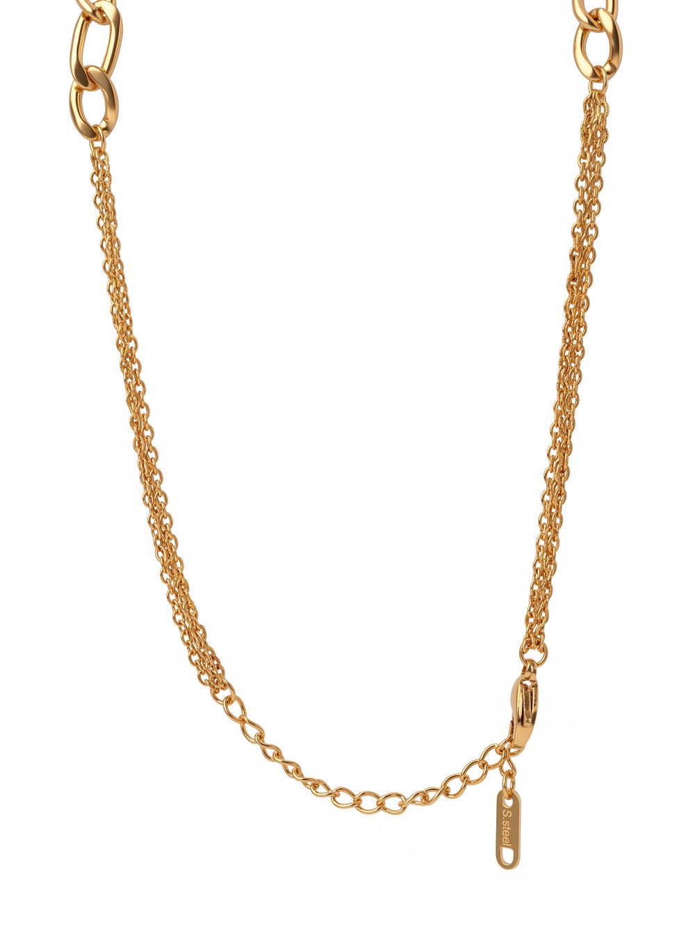 Collar Eslabon Figaro Y Doble Cadena Delgada