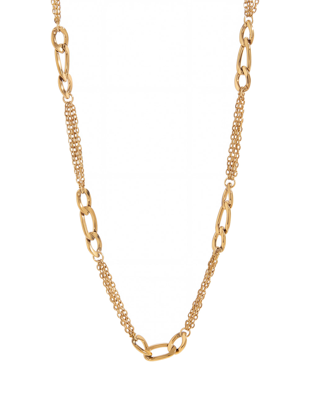Collar Eslabon Figaro Y Doble Cadena Delgada