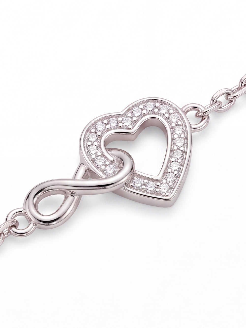 Pulsera Infinito Y Corazon Con Zirconias