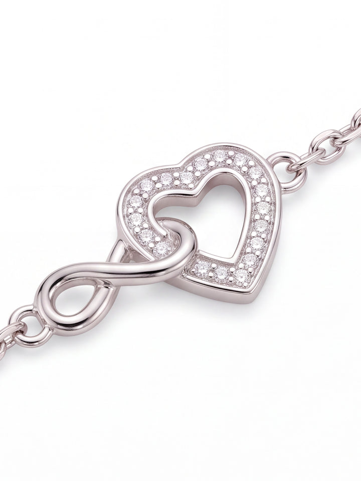 Pulsera Infinito Y Corazon Con Zirconias