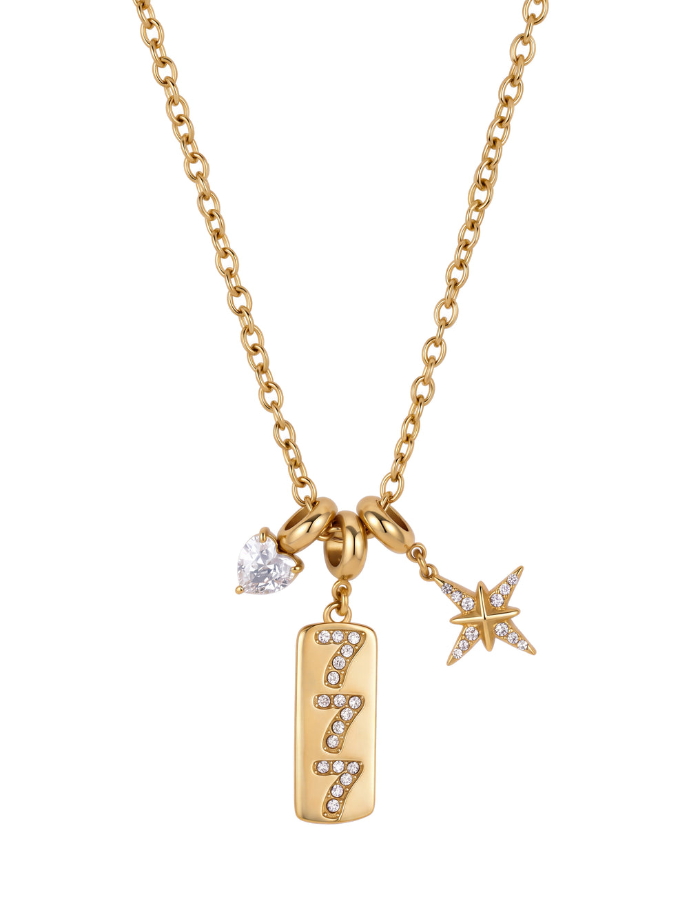 Collar Dije Triple Siete Con Corazon