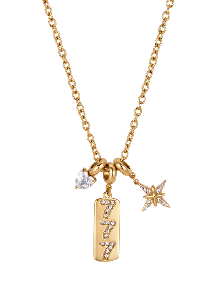 Collar Dije Triple Siete Con Corazon