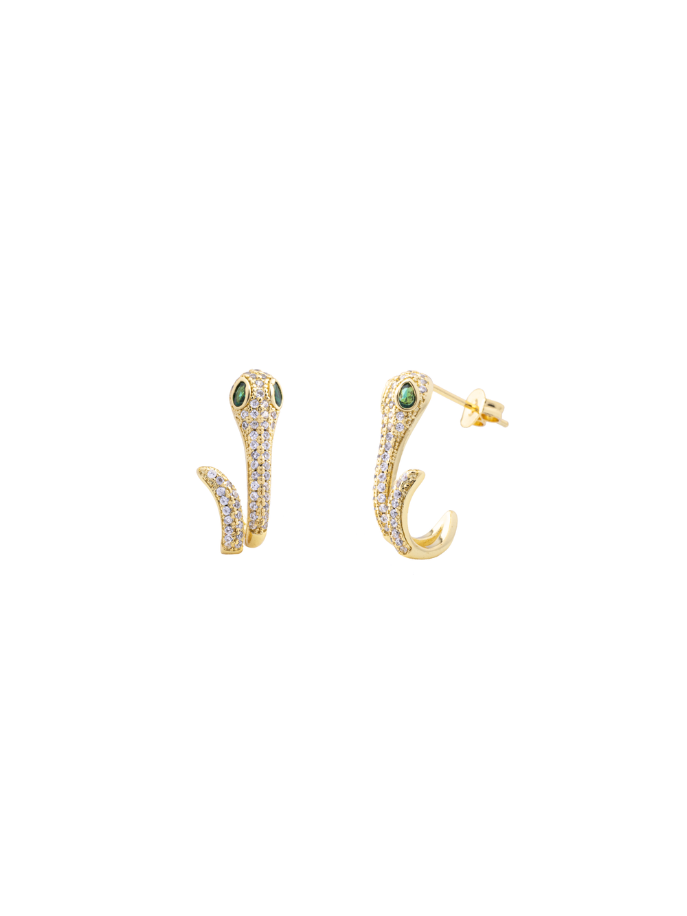 Par Arete Serpiente Zirconias Ojo Verde
