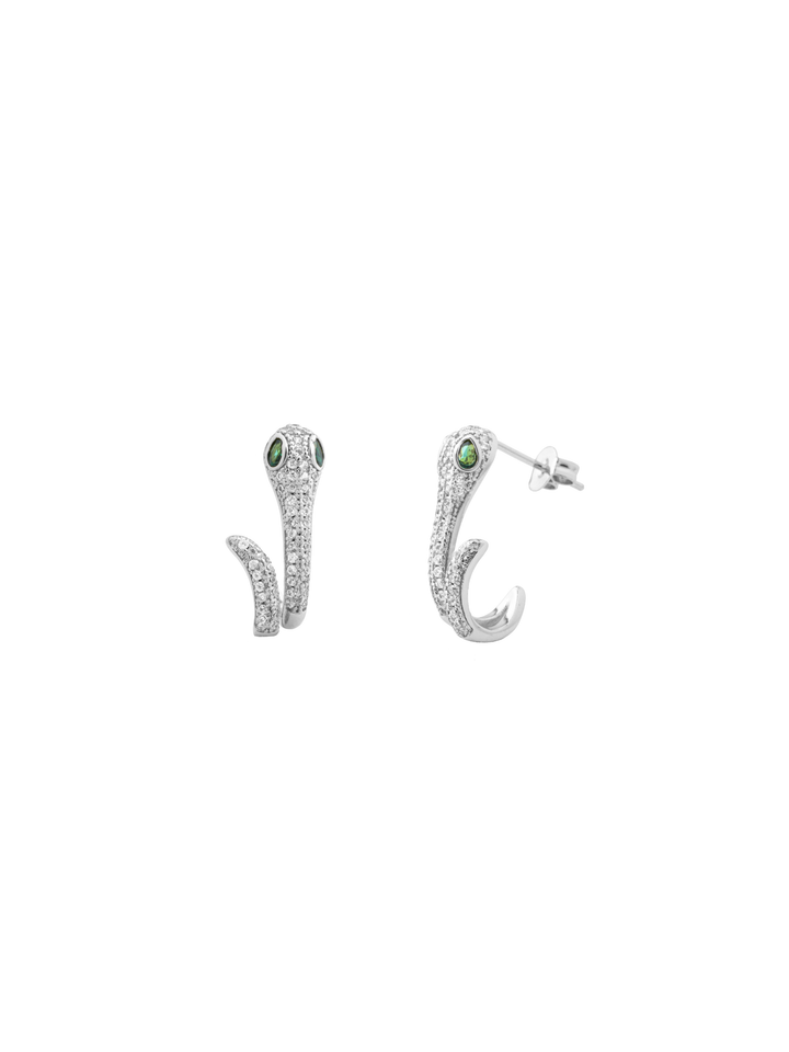 Par Arete Serpiente Zirconias Ojo Verde