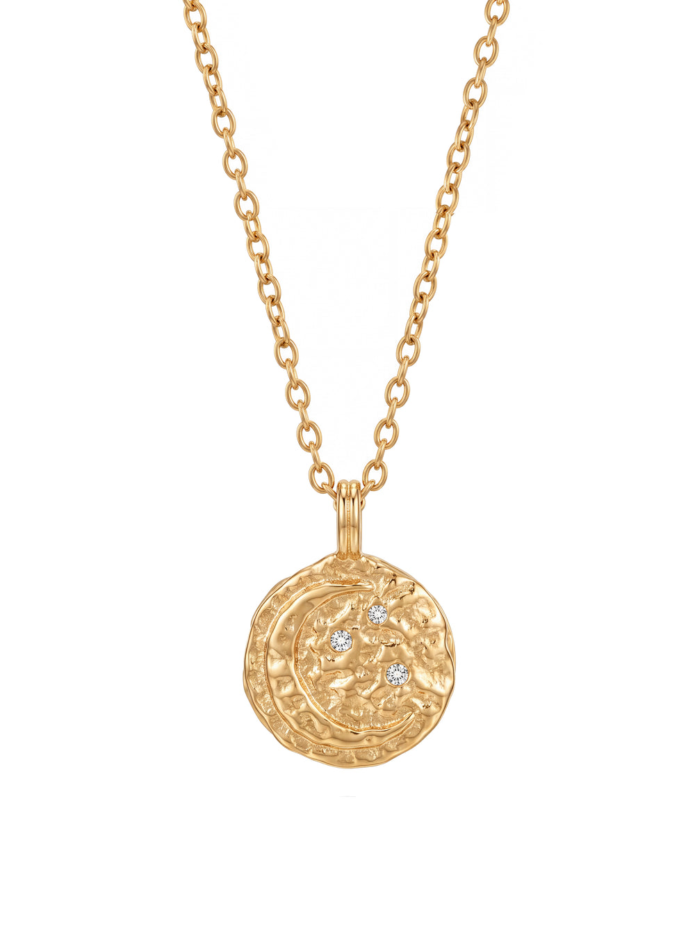 Collar Dije Medalla Doble Cara Sol Y Luna