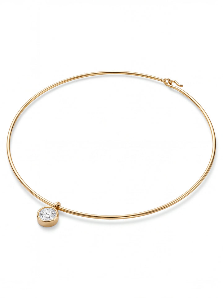 Choker Rigido Dije Zirconia Redonda