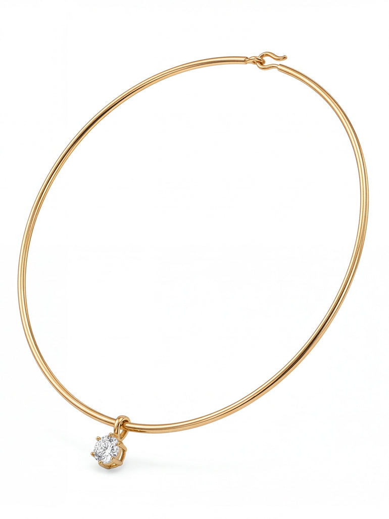 Choker Rigido Dije Zirconia Hexagonal