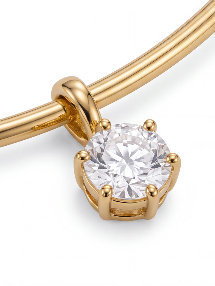 Choker Rigido Dije Zirconia Hexagonal