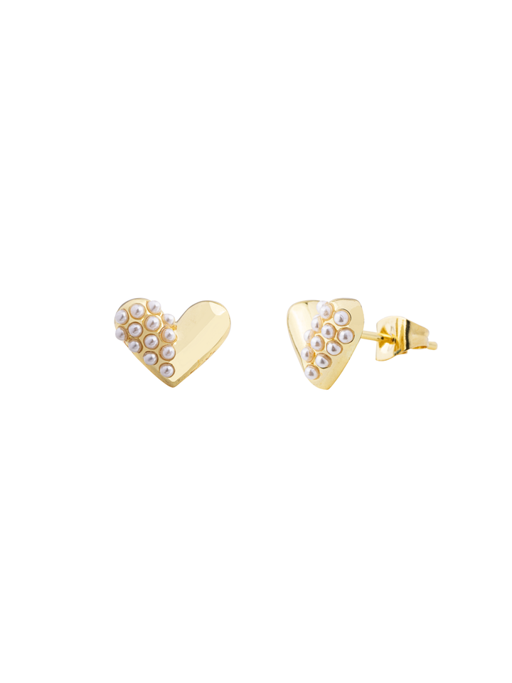 Par Arete Corazon Mitad Perlas