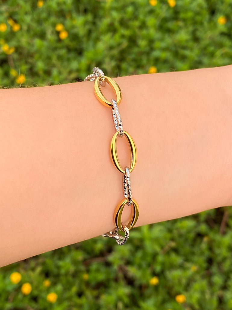 Pulsera Eslabones Ovalados Combinada