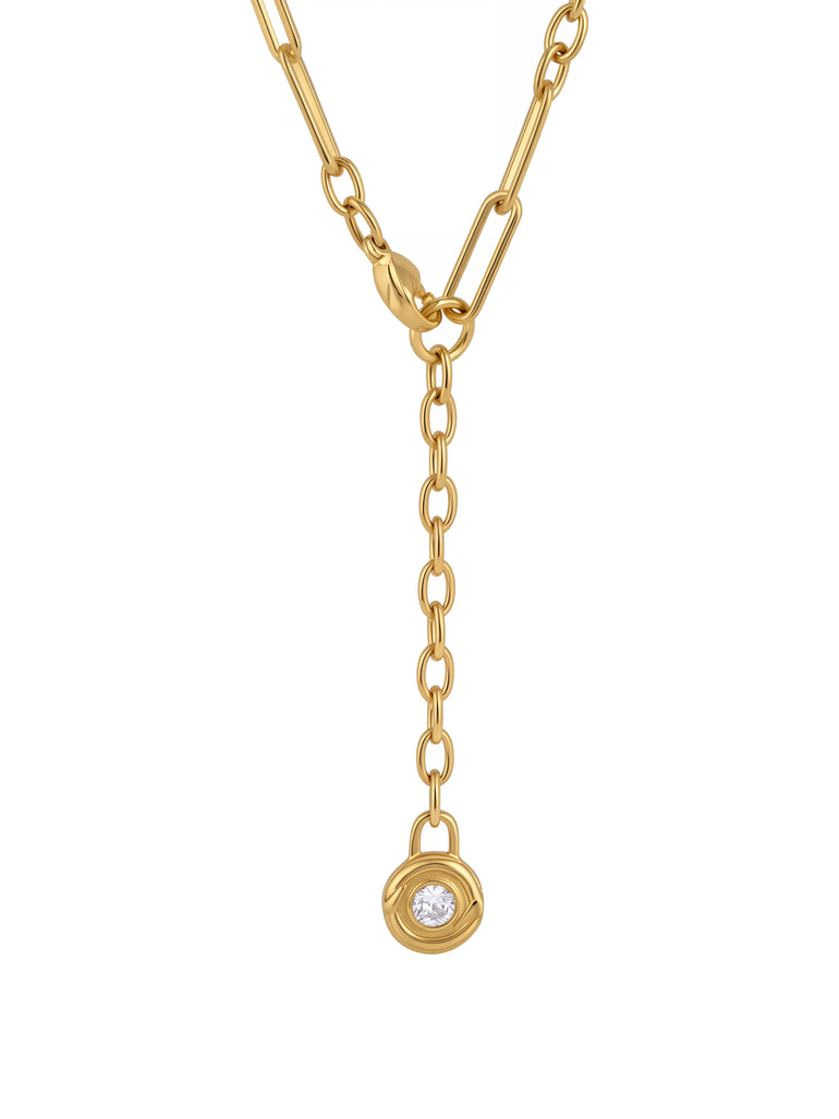 Collar Corbatin Eslabones Tipo Clip Con Zirconia