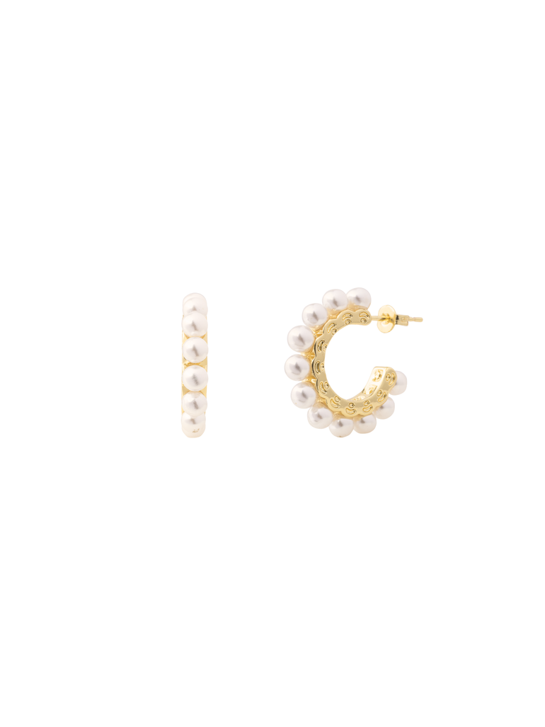Par Semi Arracada Con Perlas 23 mm