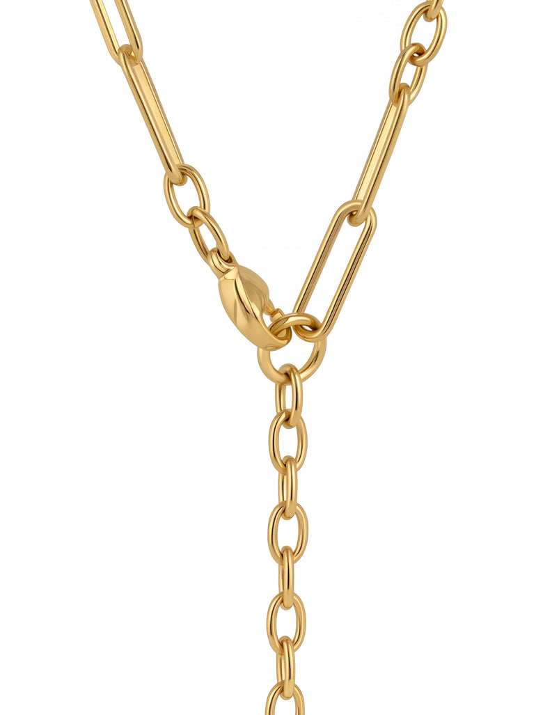Collar Corbatin Eslabones Tipo Clip Con Zirconia