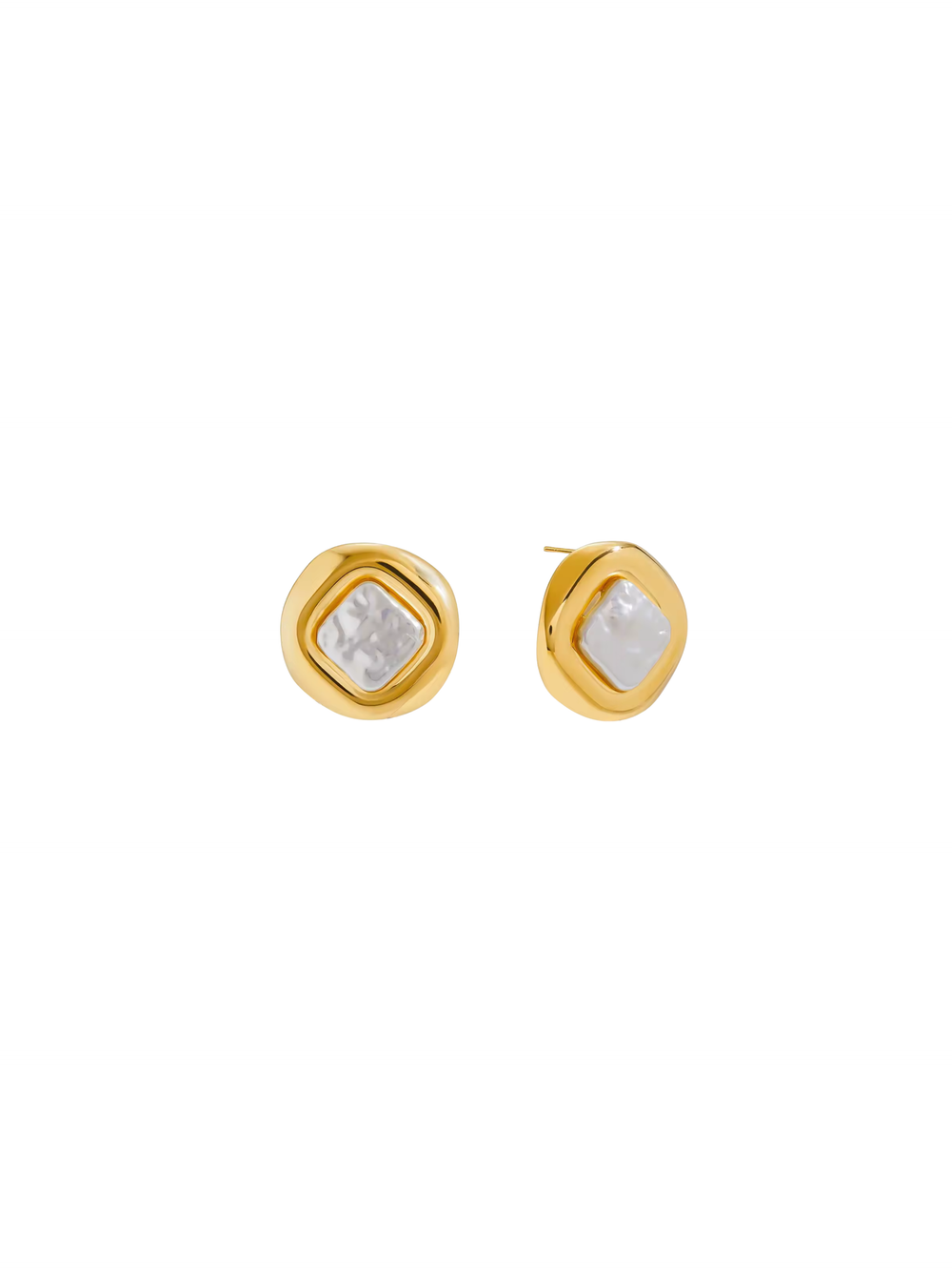 Par Arete Rombo Perla Con Contorno