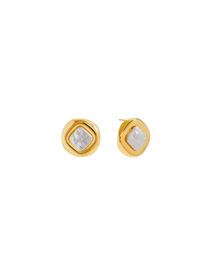 Par Arete Rombo Perla Con Contorno