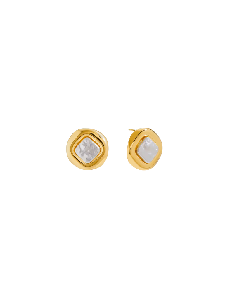 Par Arete Rombo Perla Con Contorno
