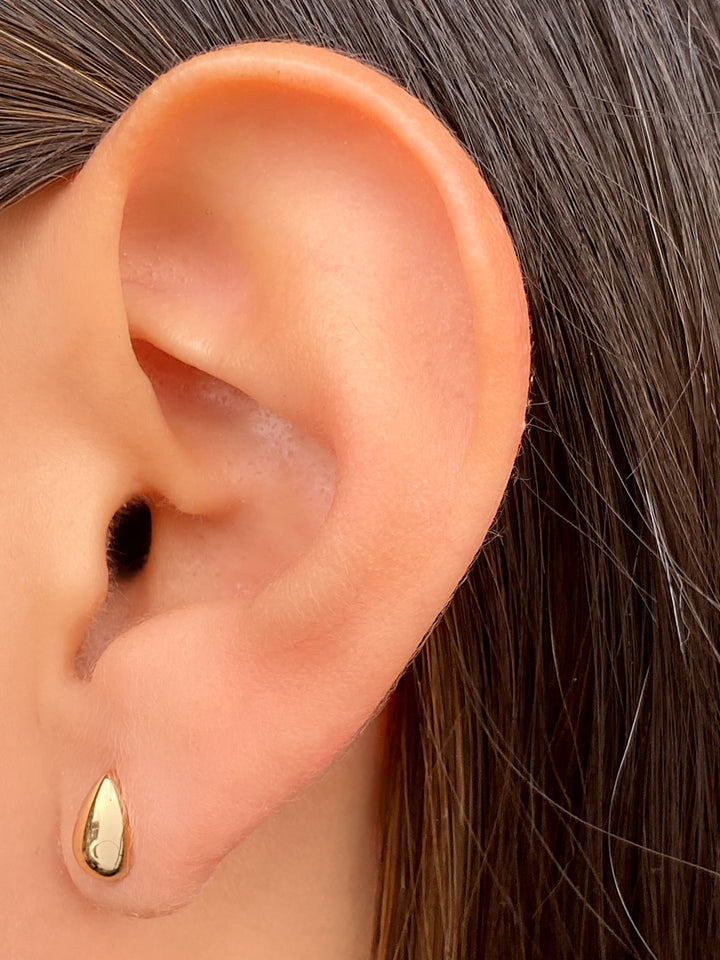 Par Arete Mini Gota Lisa Oro 14k