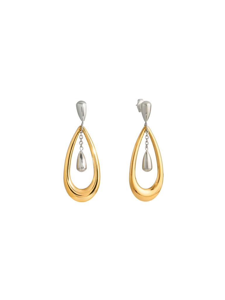 Par Arete Gota Combinada Con Colgante Interior