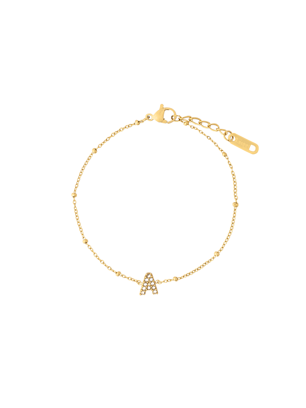 Pulsera Dorada Bolitas Inicial Con Zirconias