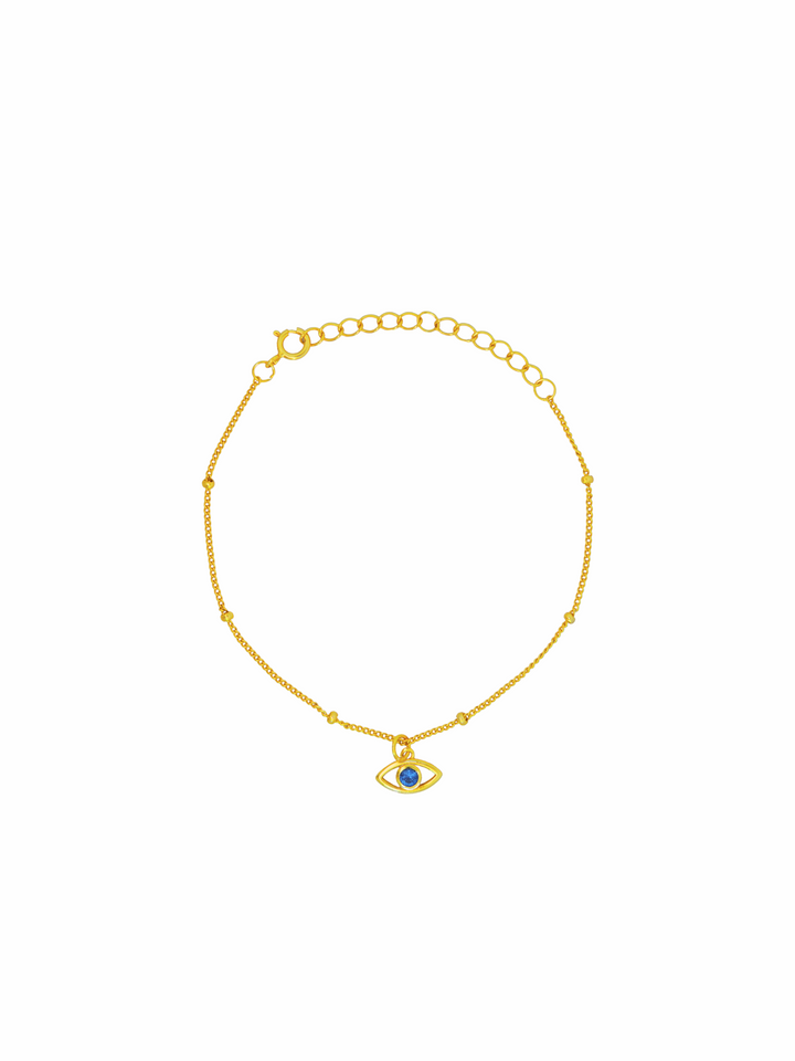 Pulsera Con Dije Ojo Zirconia Azul