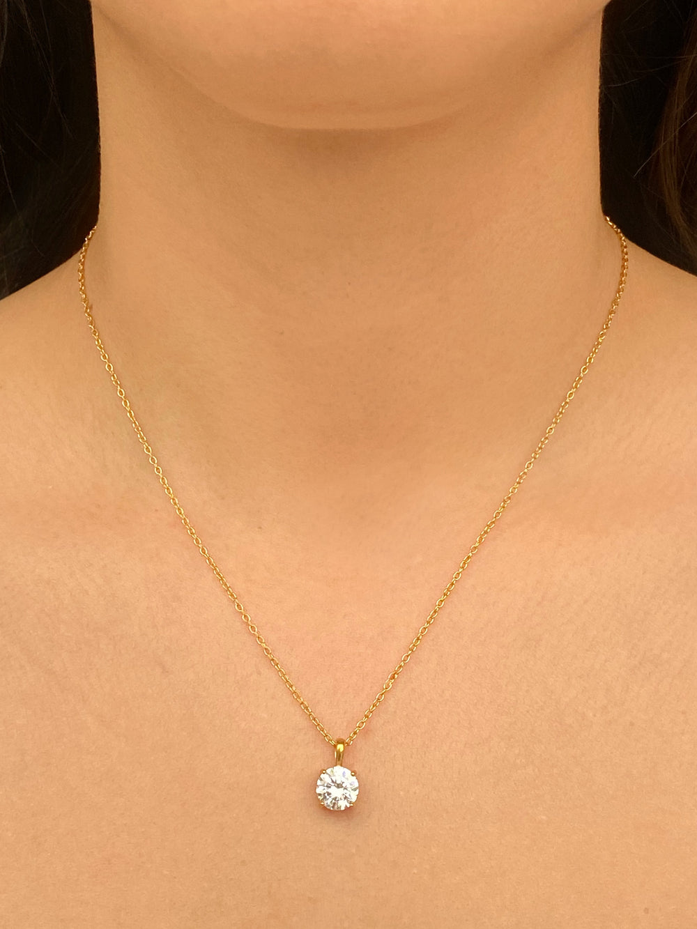 Collar Con Dije Zirconia 8 mm