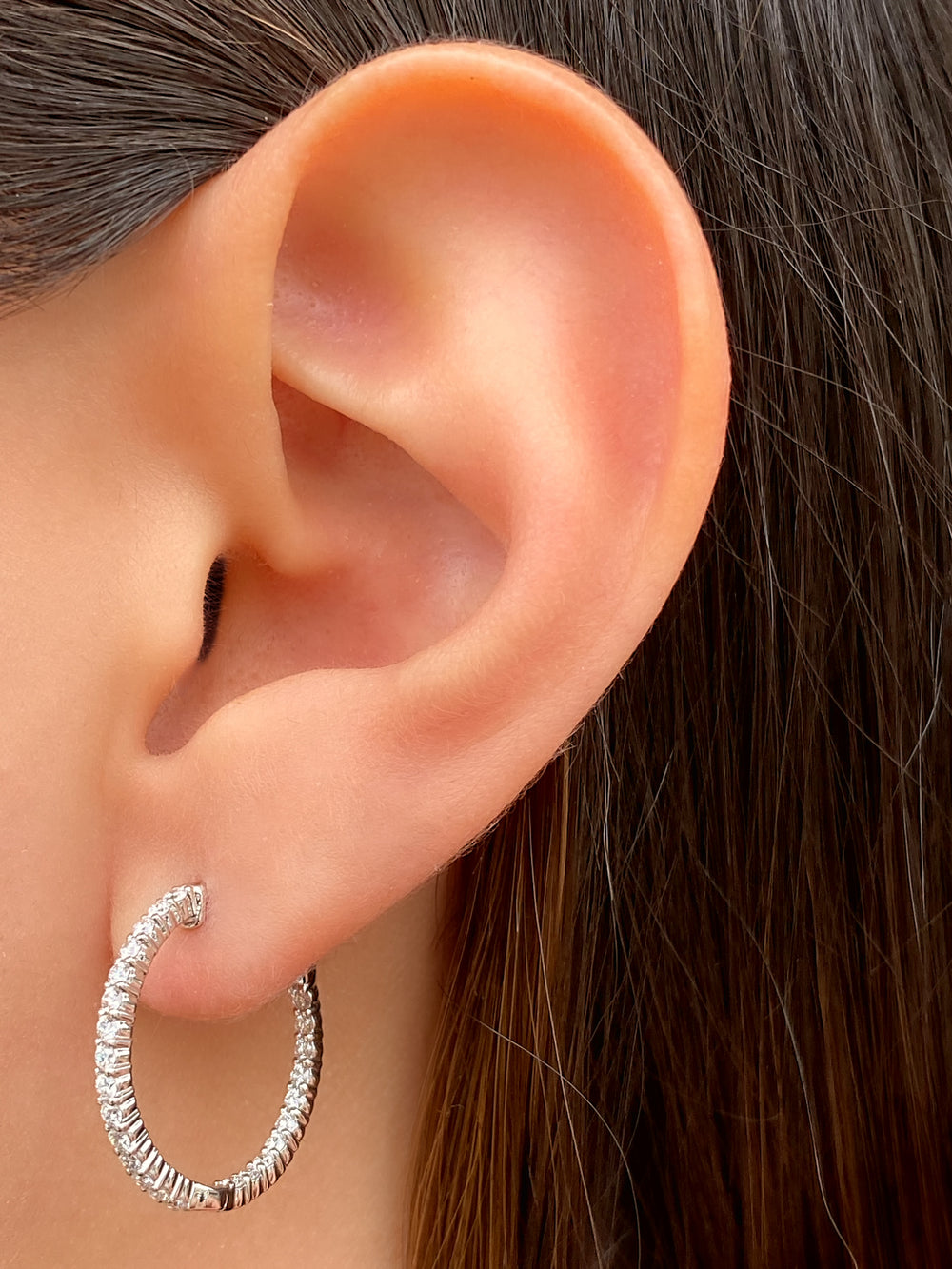 Par Arracada Corte Round 0.75 Ct Diamantes Lab Grown