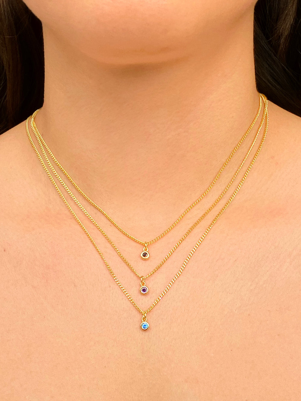 Personaliza Tu Collar Dije Birthstone Redondo