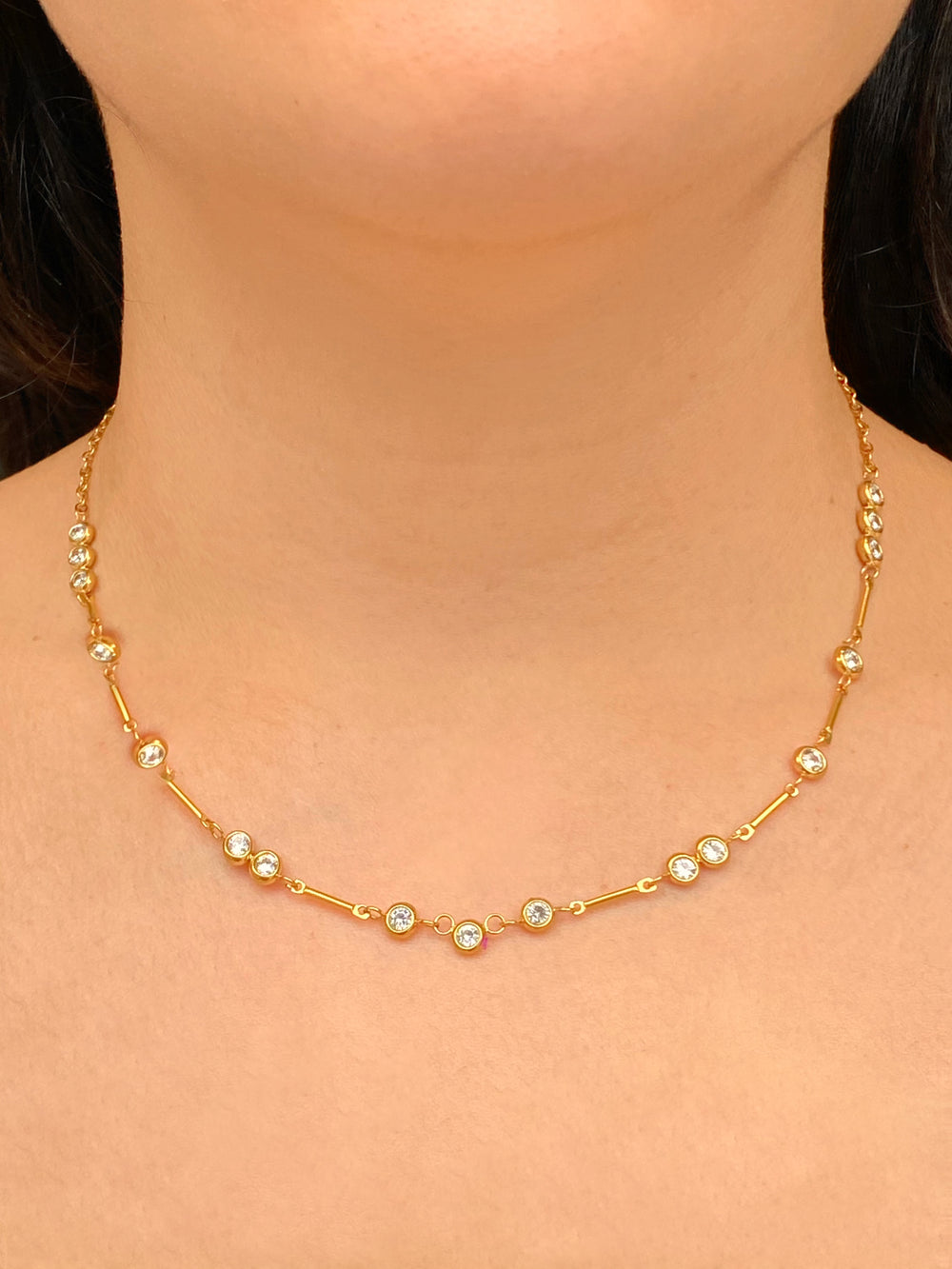 Collar Barras Y Zirconias Intercaladas