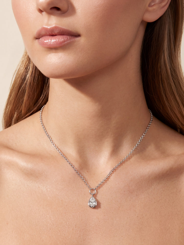 Collar Eslabones Con Dije Gota Y Zirconia