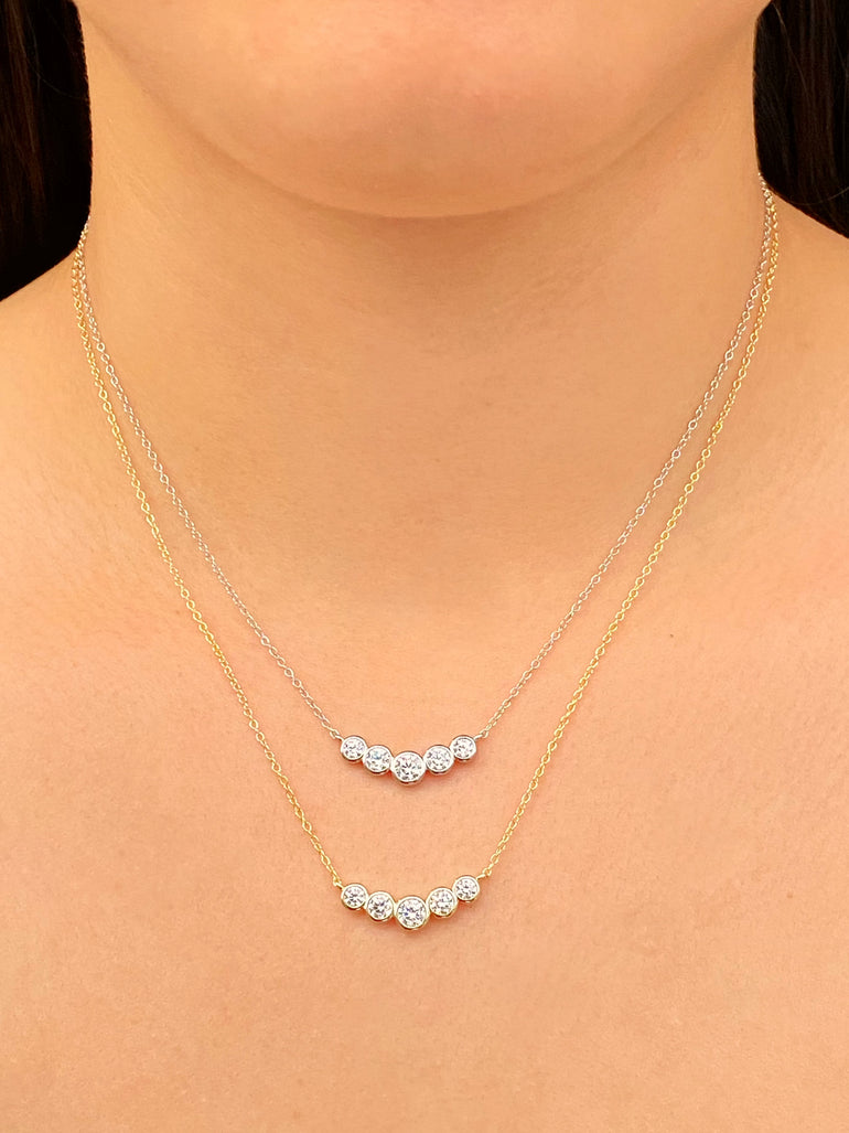 Collar Con Cinco Zirconias Redondas