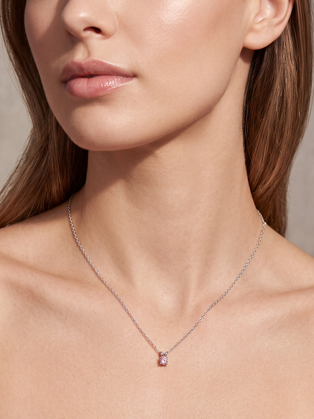 Collar Plateado Dije Zirconia Birthstone
