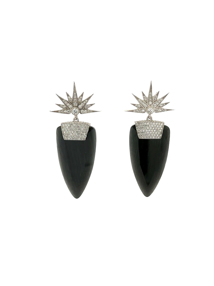 Par Aretes Ojo de Gato Negro