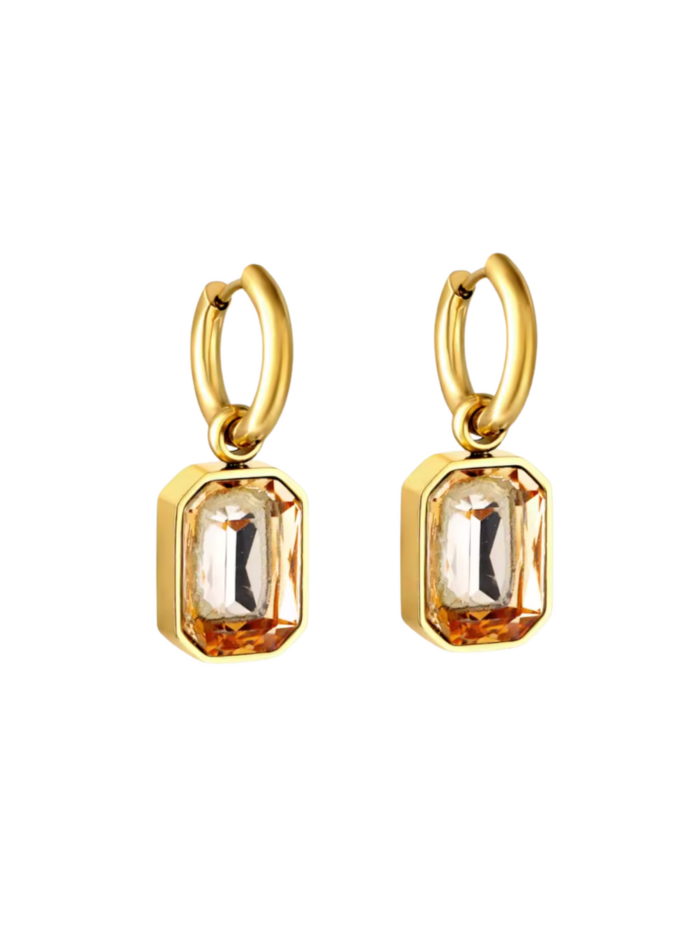 Par Arracada Con Dije Piedra Rectangular