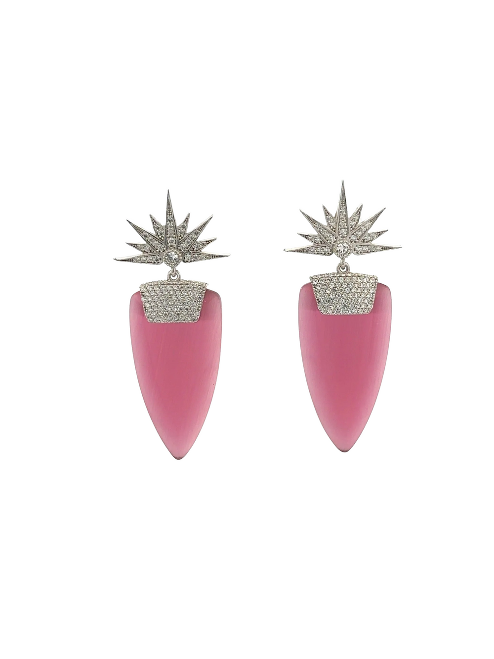 Par Aretes Ojo de Gato Rosa