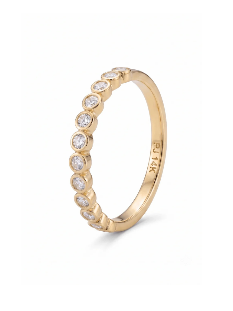 Anillo Churumbela Zirconias Redondas Oro 14k