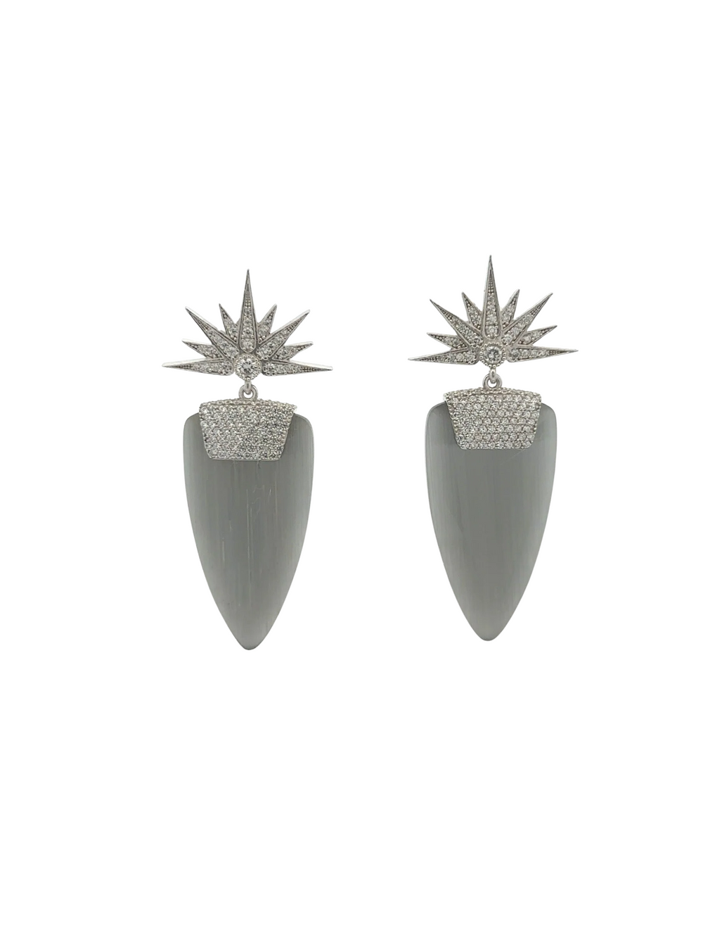 Par Aretes Ojo de Gato Gris