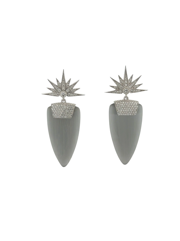 Par Aretes Ojo de Gato Gris