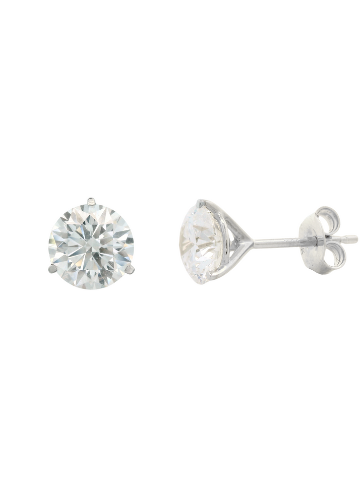 Par Aretes 2 Ct Round Diamantes Lab Grown