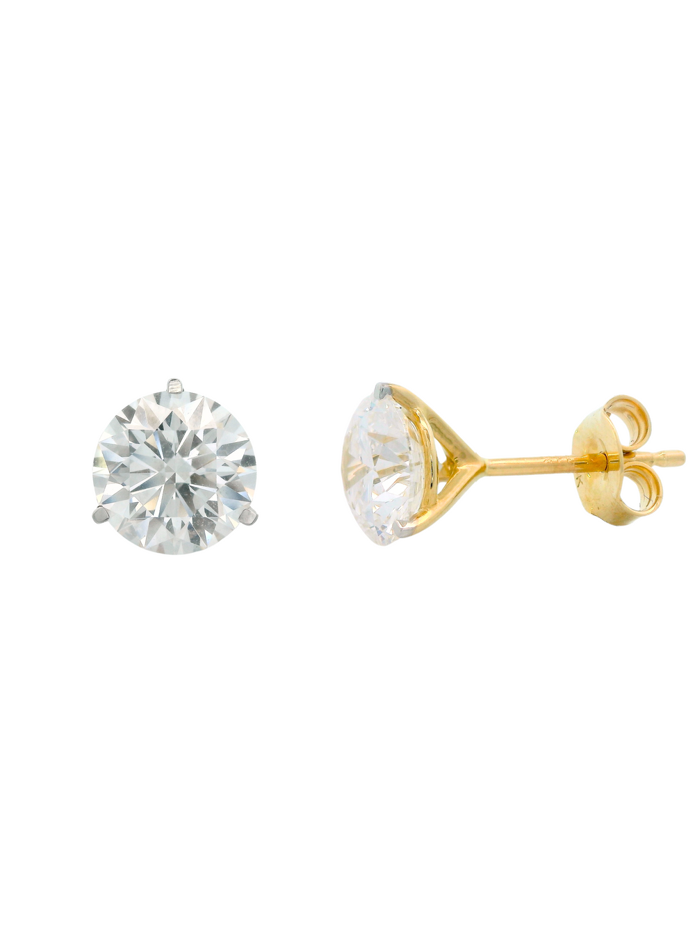 Par Aretes 2 Ct Round Diamantes Lab Grown