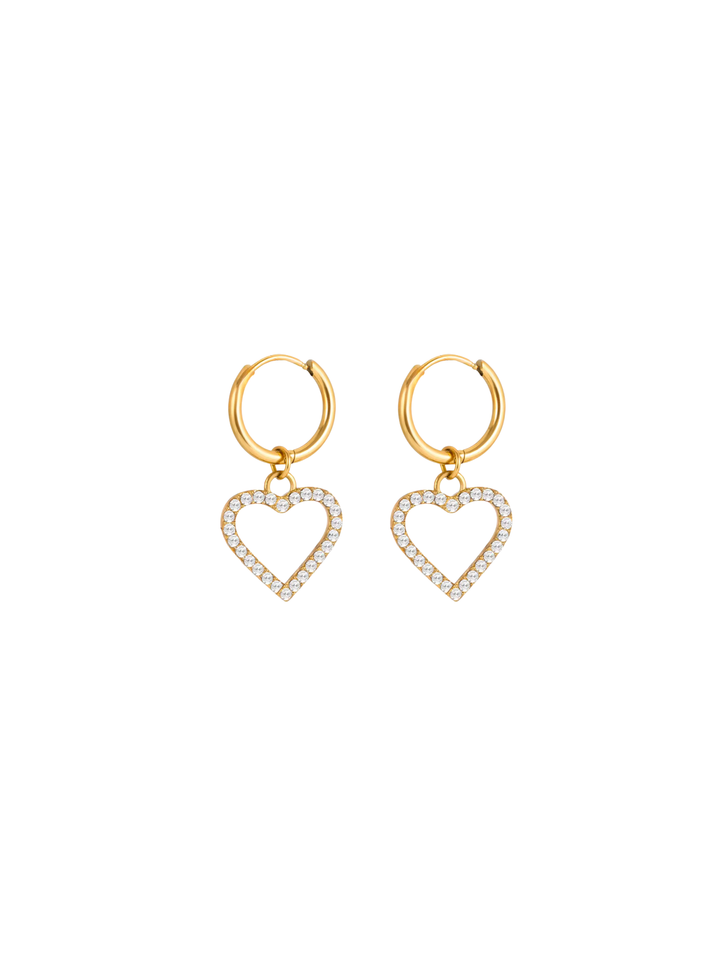 Par Arracada Con Contorno Corazon Zirconias 2 en 1