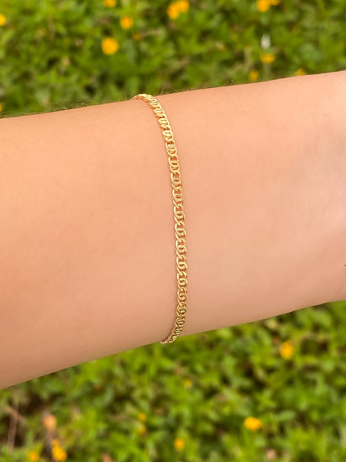 Pulsera Eslabones Enlazados 2.5 mm Oro 14k
