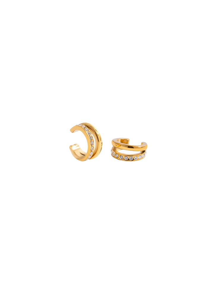 Ear Cuff Doble Linea Lisa y Con Zirconias